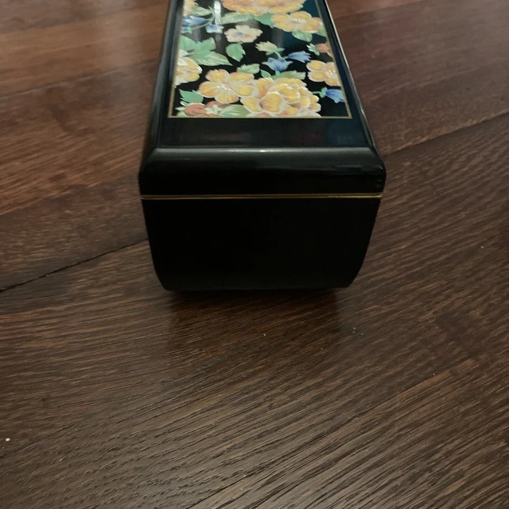 Beautiful Otagiri Tavistock Laquerware Mirror Music Box FEELING Floral Garden